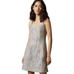 Ted Baker Textured Mini Dress in Silver Rearay Ted size 5 (US 12/L)